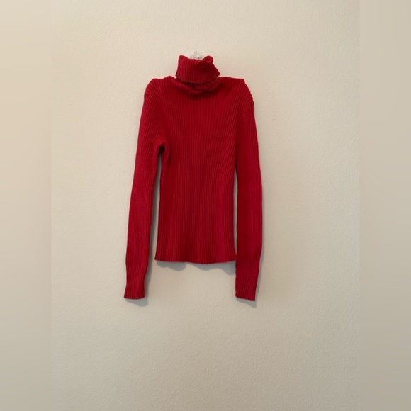 Red Ribbed Turtleneck - Picture 6 of 10